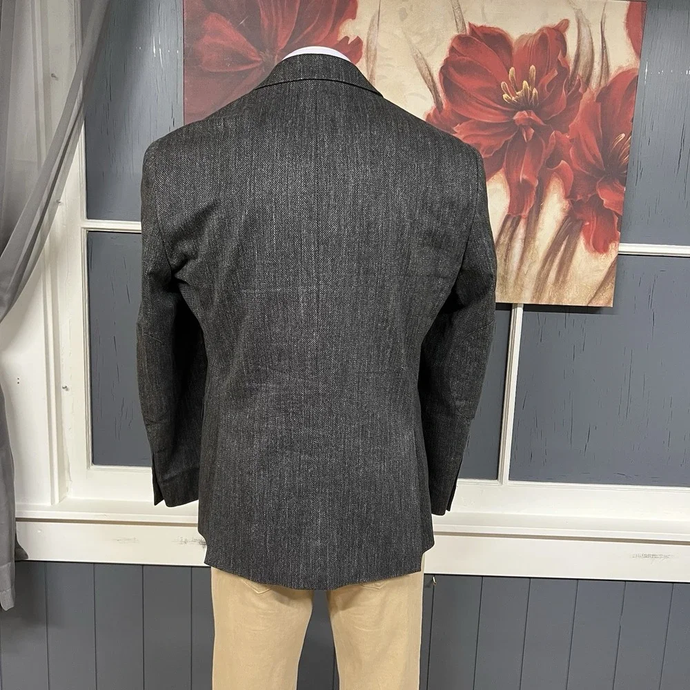 Joseph Abboud Knit Blazer Sport Coat Mens 42R Slim Fit Cotton Stretch Gray